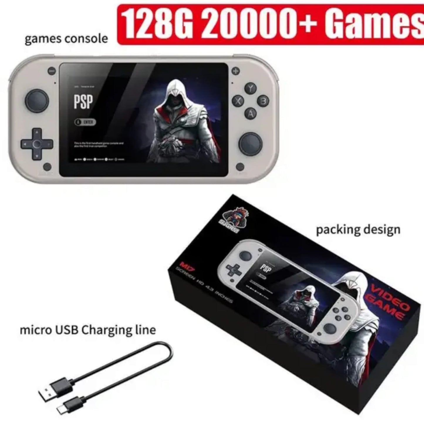 M17 | Consola de juegos retro | 20,000 juegos | 128GB